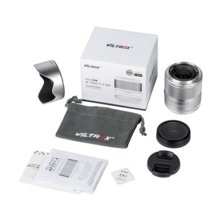 Viltrox AF 23mm F1.4 STM - obiektyw stałoogniskowy, APS-C, Fujifilm X, srebrny_Zawartość zestawu_4